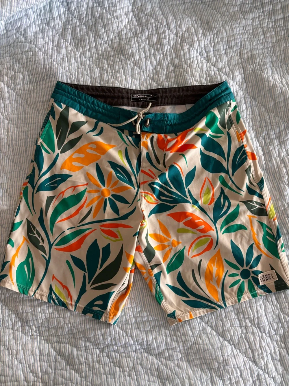 O'Neill Men’s Teal, Orange & Green Tropical Swim Shorts